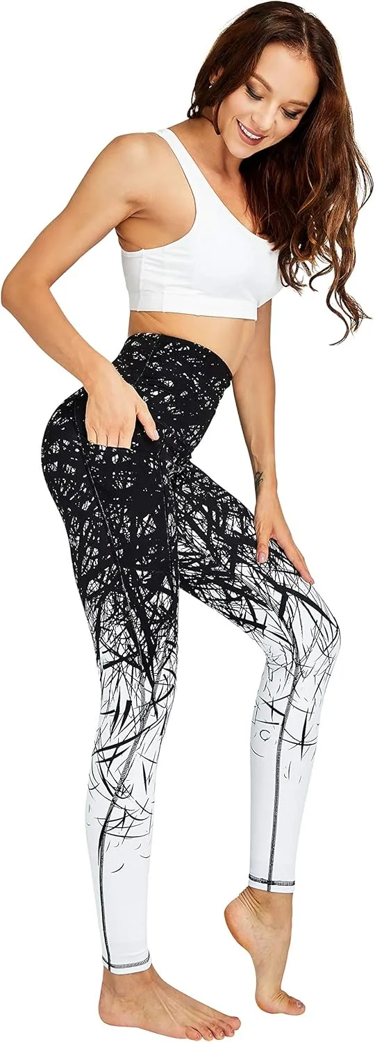 COOLOMG High Waist Yoga Pants with Pockets for Women Thick Tummy Control Workout Gym Running Leggings