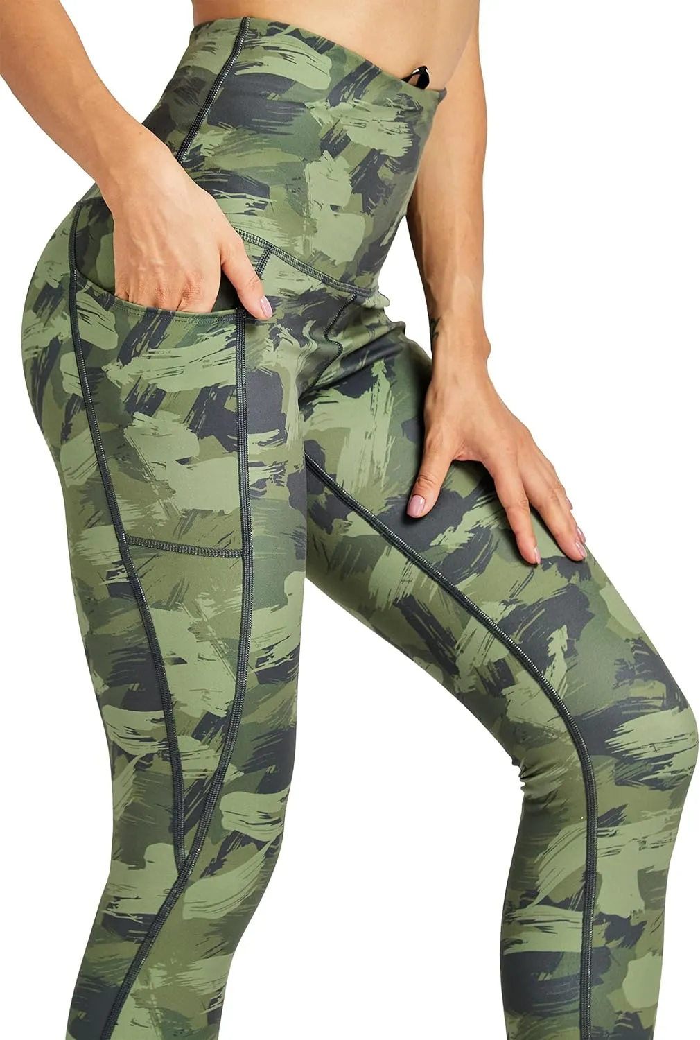 COOLOMG High Waist Yoga Pants with Pockets for Women Thick Tummy Control Workout Gym Running Leggings
