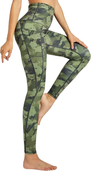 COOLOMG High Waist Yoga Pants with Pockets for Women Thick Tummy Control Workout Gym Running Leggings