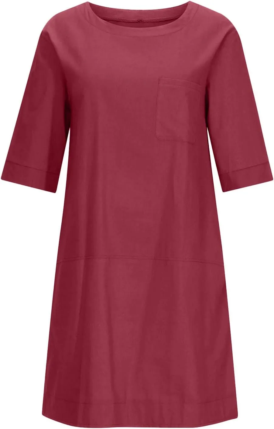 Cotton Linen Dresses for Women Casual Summer 2023 Fashion t-Shirt Midi Dress Half Sleeve Crewneck Loose Baggy Sundress