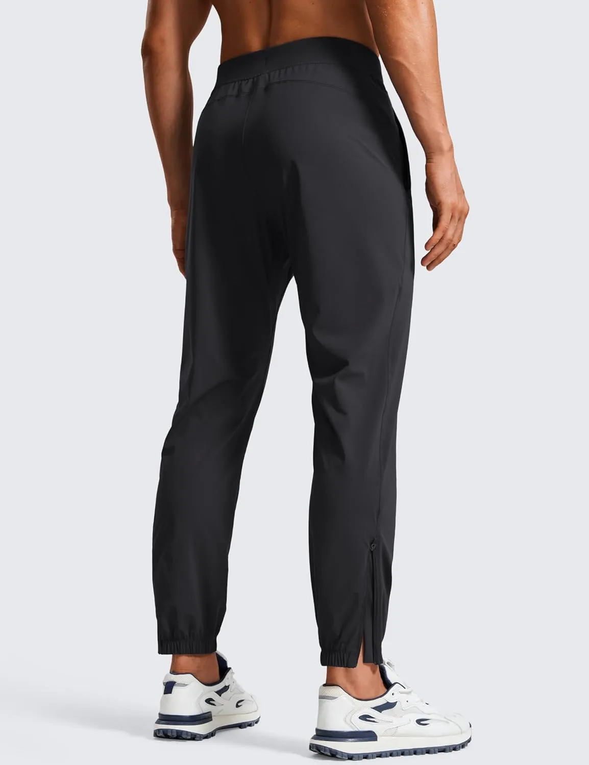 CRZ YOGA Athletic Joggers for Men - 29" Lightweight Running Training Pants with Zip Pockets and Ankle Zippers