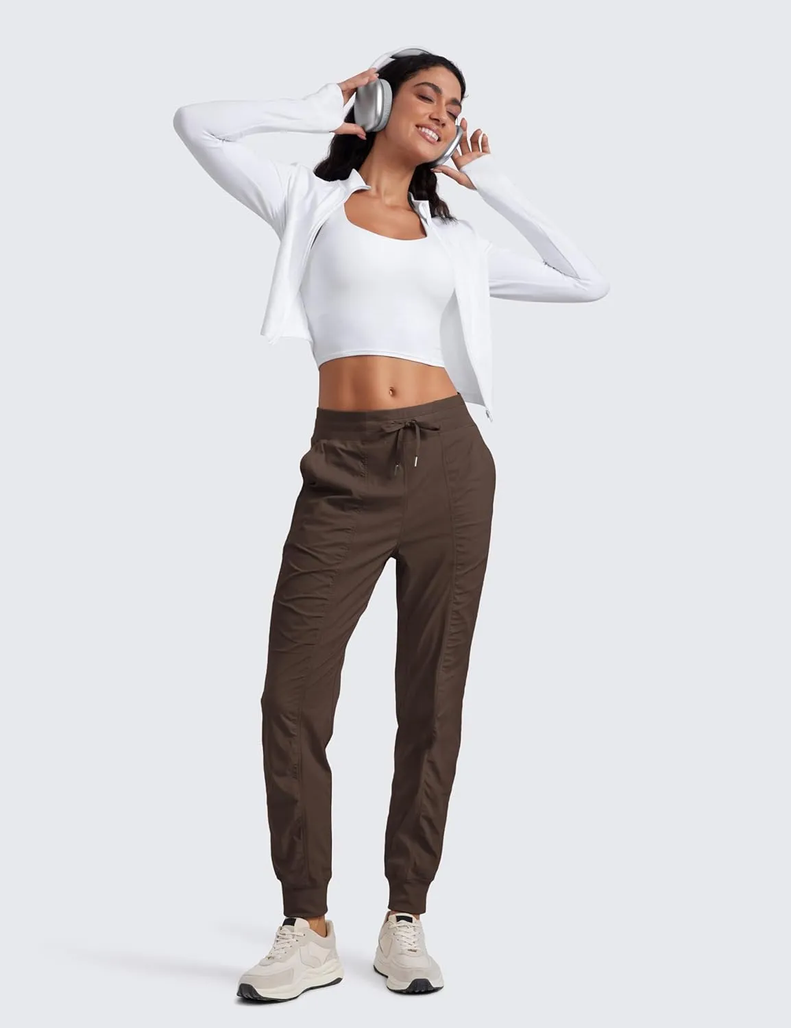 CRZ YOGA Lightweight Workout Joggers for Women, High Waisted Outdoor Running Casual Track Pants with Pockets
