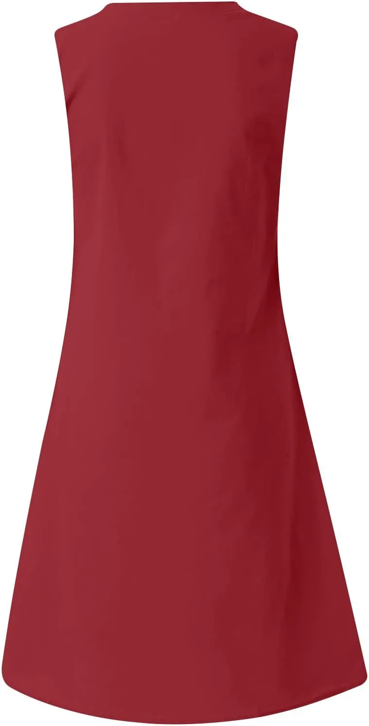 Cute Dresses for Women 2024 Cotton Sleeveless Maxi Tank Sundress Casual Loose Fit Midi Summer Dress with Plus Size