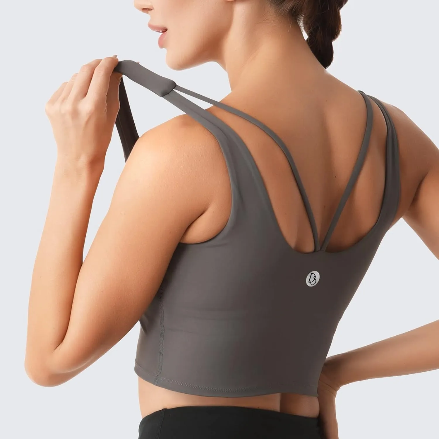 Desol Padded Longline Sports Bras for Women, Criss Cross Back Adjustable Strappy Running Workout Gym Yoga Crop Tank Top
