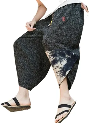 Embroidery Harem Pants Casual Spring Summer Men Baggy Trousers Streetwear Sweatpants Male Loose s14 Black XXL