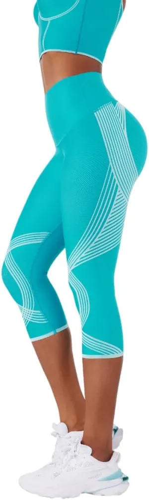 Fanka Body Sculpt Capri Leggings Reversible Wear Compression Leggings for Women Tummy Control Yoga Pants Workout