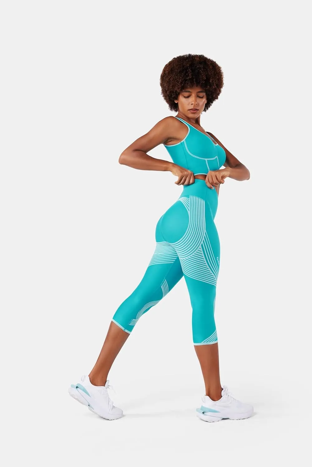 Fanka Body Sculpt Capri Leggings Reversible Wear Compression Leggings for Women Tummy Control Yoga Pants Workout