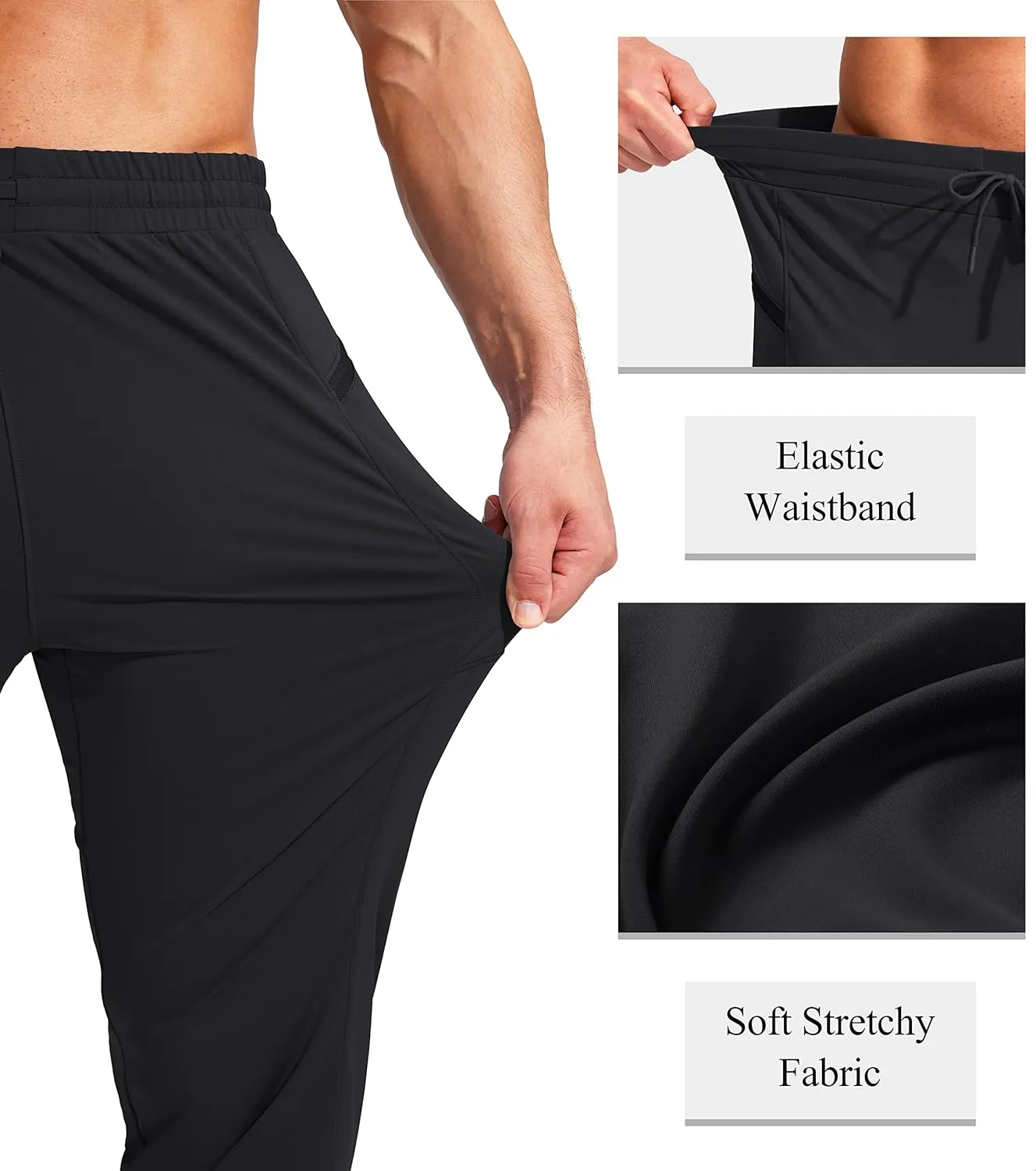 G Gradual Men's Joggers Pants with Zipper Pockets Stretch Athletic Sweatpants for Men Workout Jogging Running