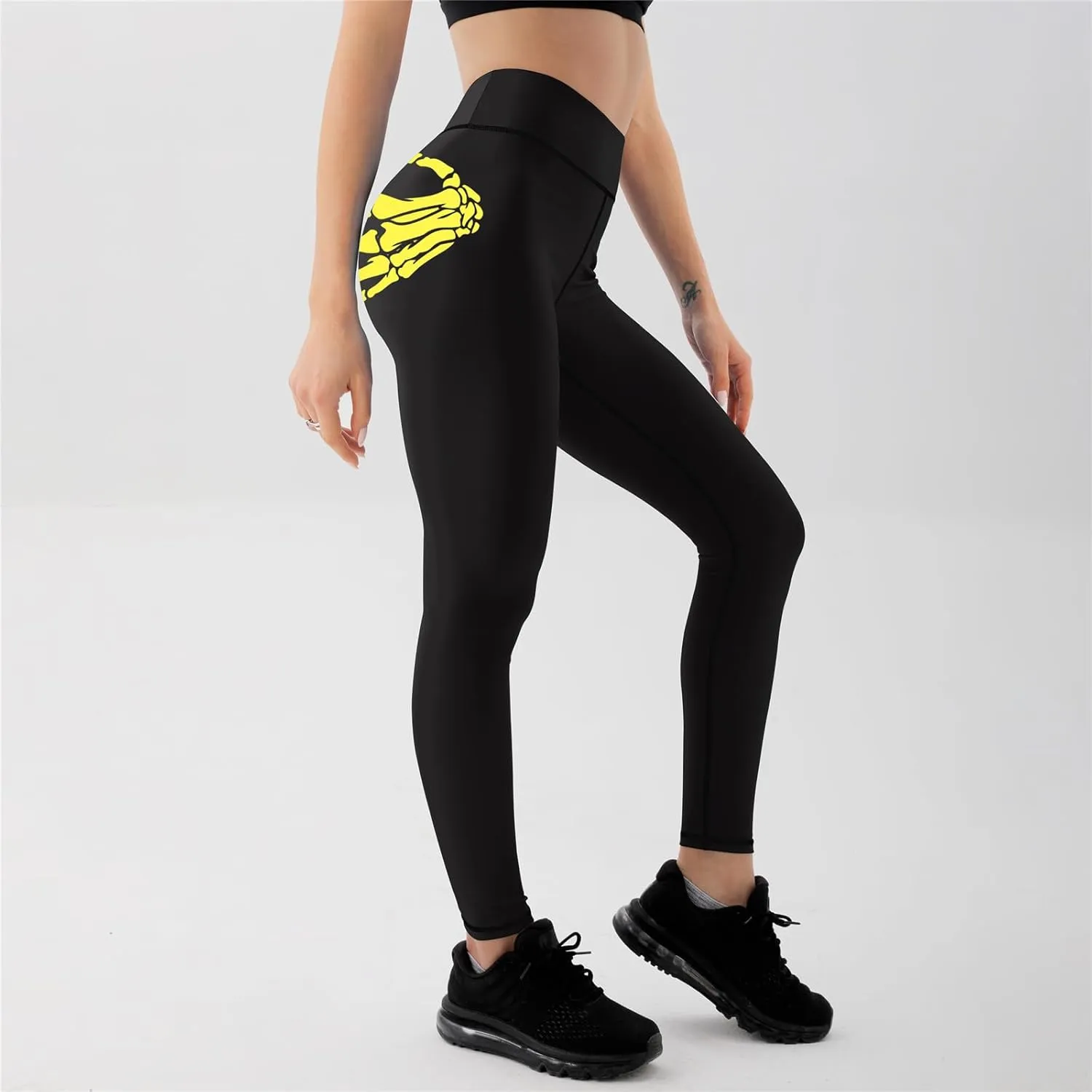 Glow in The Dark Halloween Theme High Waisted Leggings for Women Fitness Yoga Pants Cycling Workout