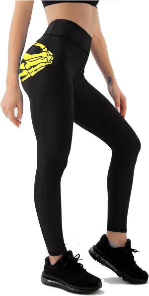 Glow in The Dark Halloween Theme High Waisted Leggings for Women Fitness Yoga Pants Cycling Workout