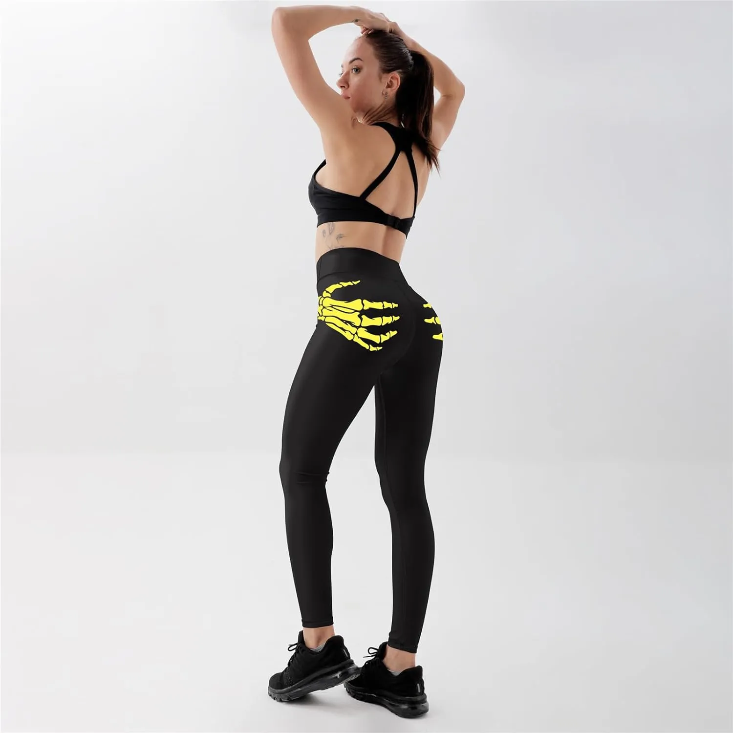 Glow in The Dark Halloween Theme High Waisted Leggings for Women Fitness Yoga Pants Cycling Workout