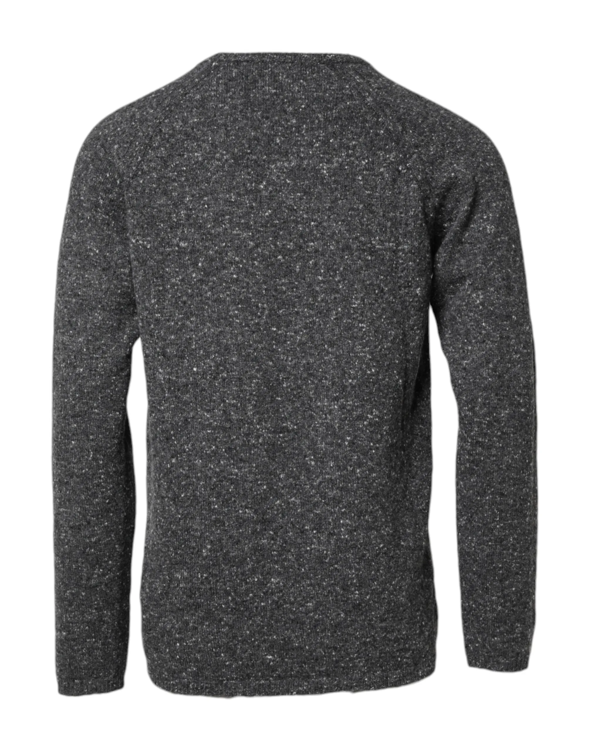 Gray Wool Knitted Round Neck Pullover Sweater