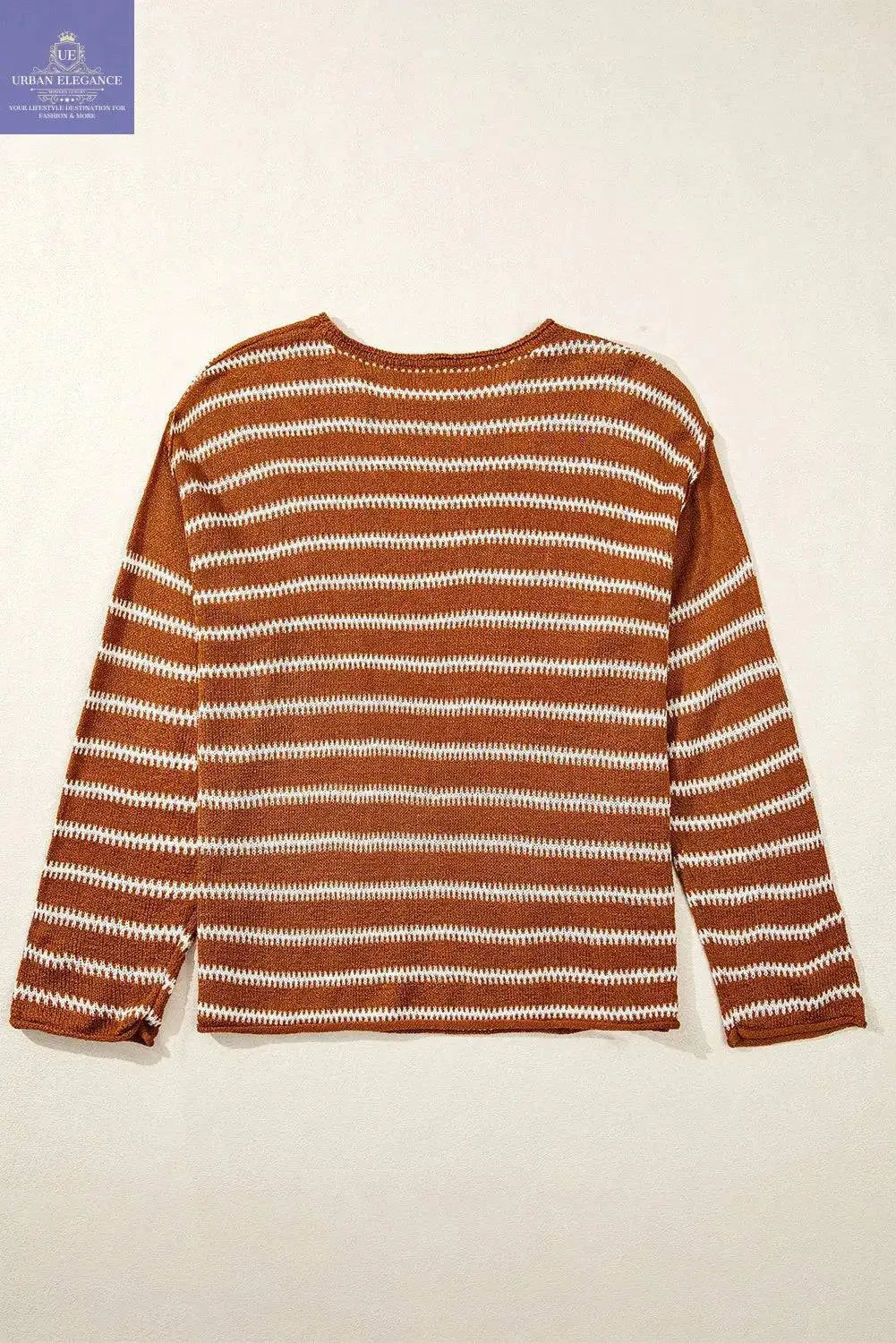 Green Stripe Drop Shoulder Casual Sweater
