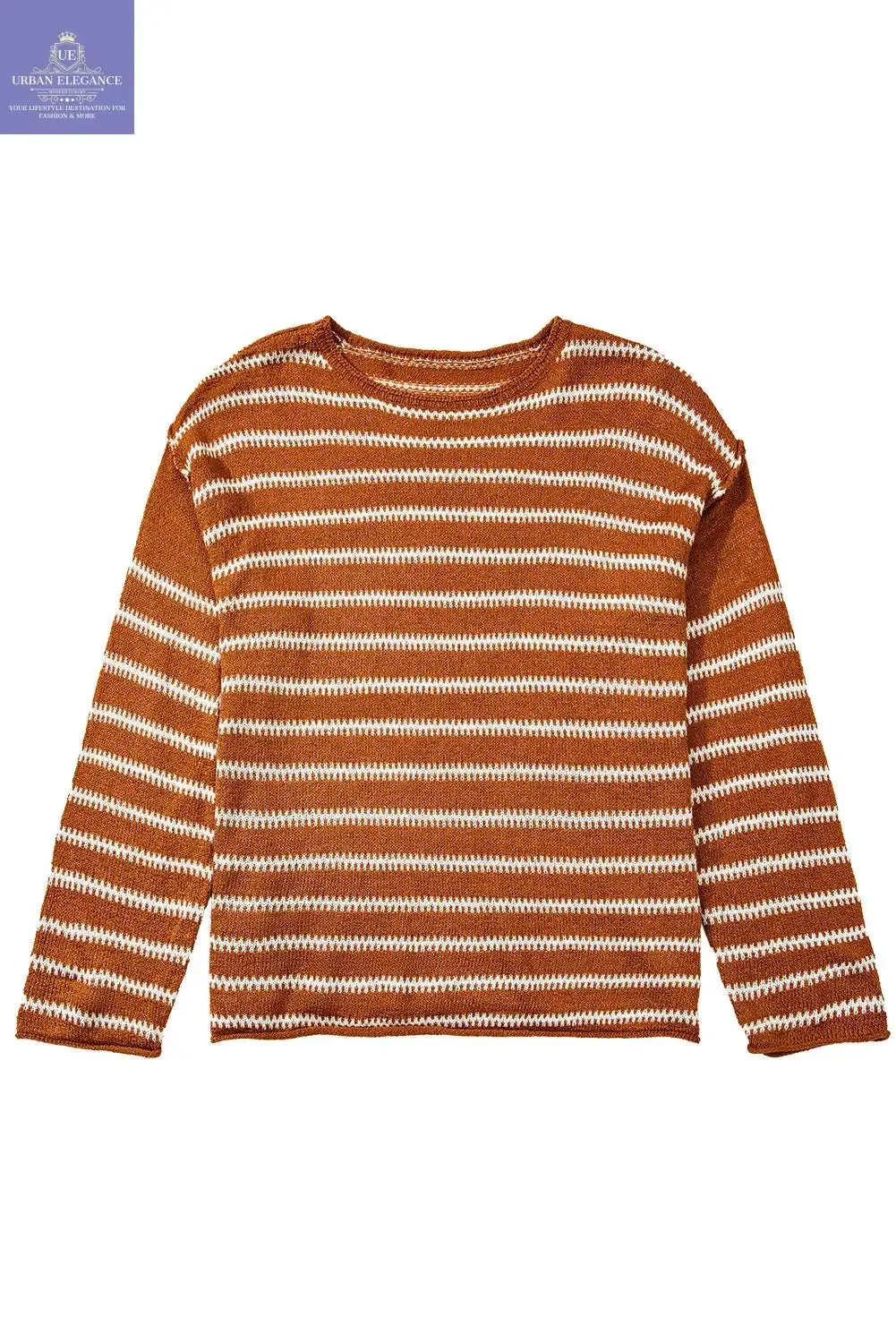 Green Stripe Drop Shoulder Casual Sweater