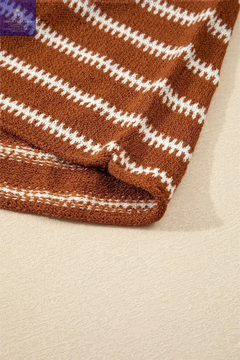 Green Stripe Drop Shoulder Casual Sweater