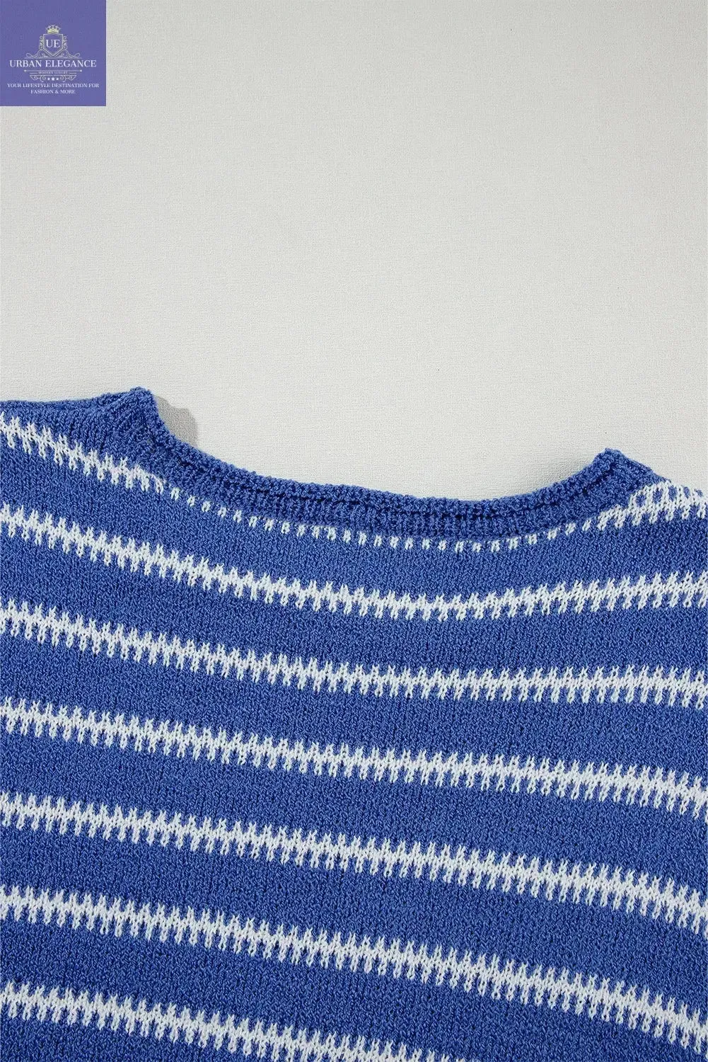 Green Stripe Drop Shoulder Casual Sweater
