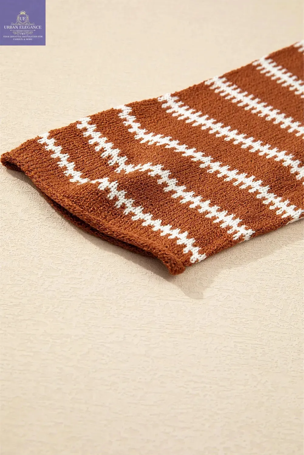 Green Stripe Drop Shoulder Casual Sweater