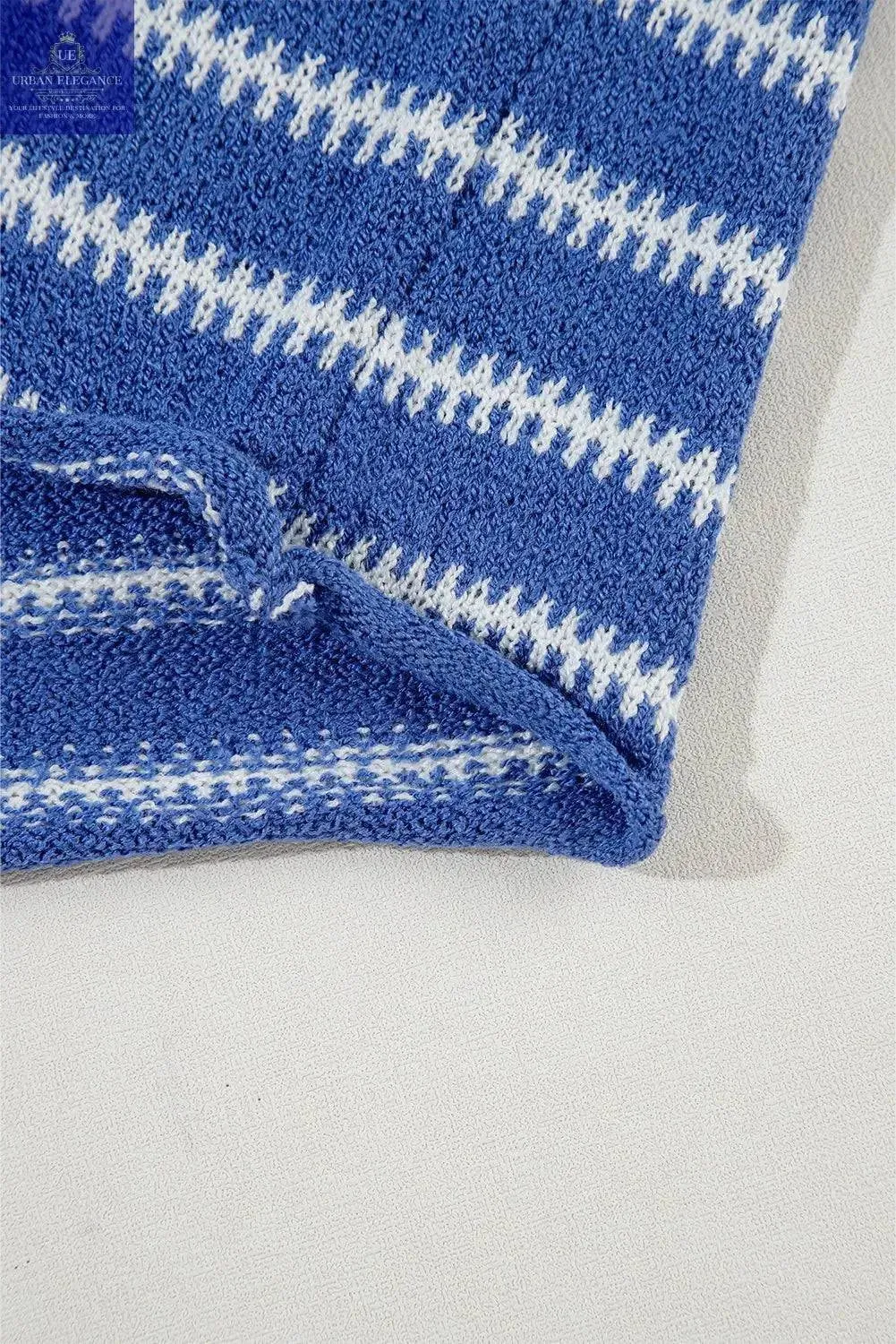 Green Stripe Drop Shoulder Casual Sweater
