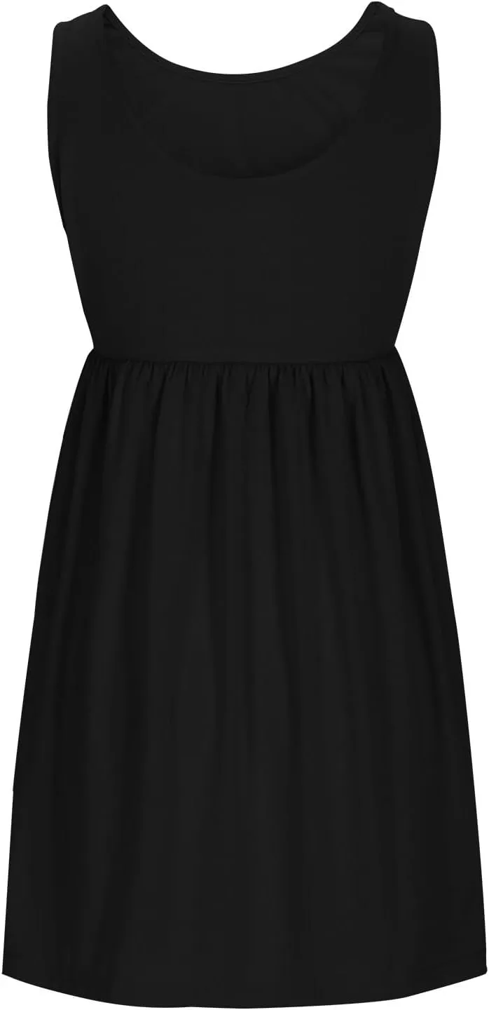 HGps8w Womens Cute Flowy Mini Babydoll Dress Sleeveless Casual Summer Swing Short Beach Sundress