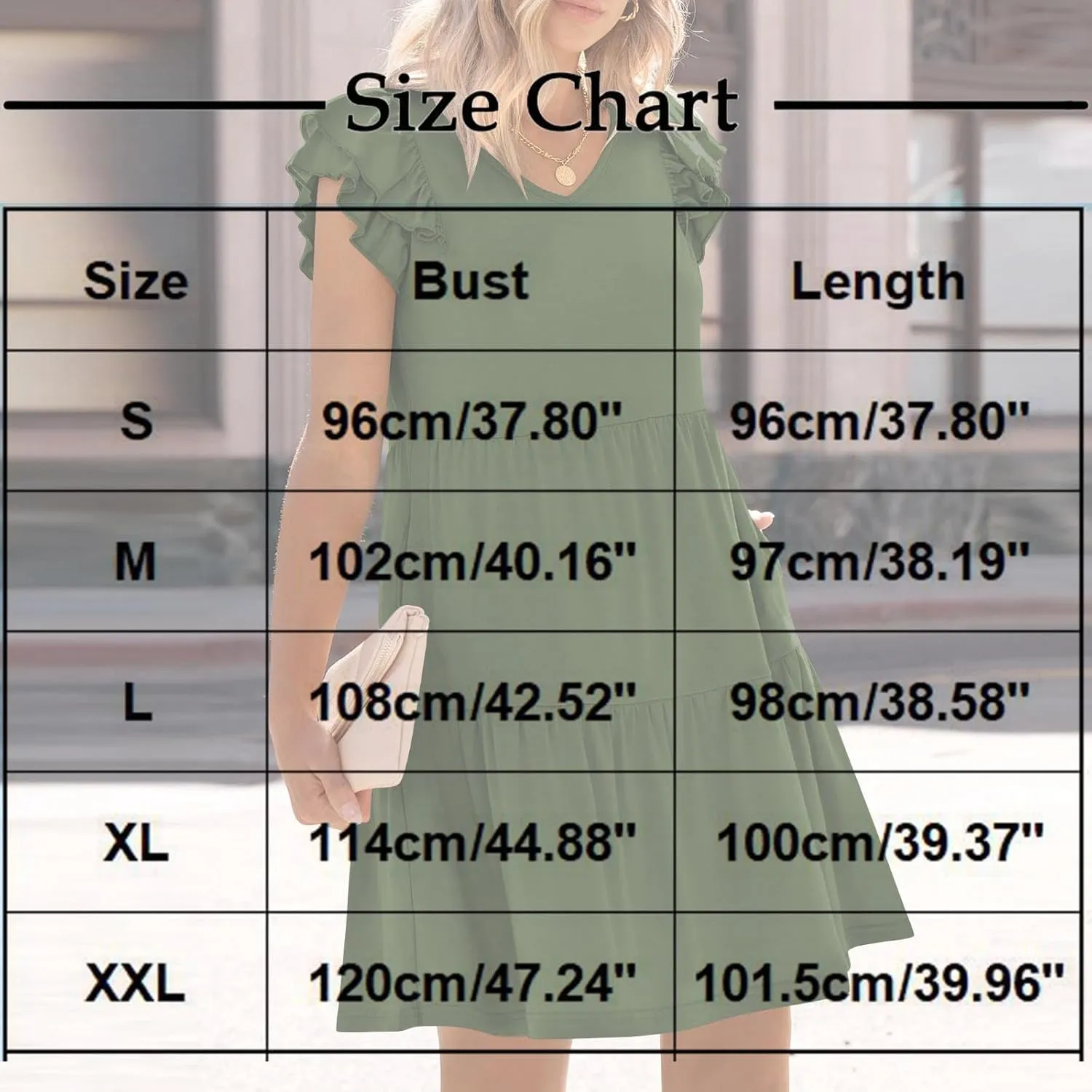 hlysgo Womens Babydoll Dresses 2025 Summer Ruffled Sleeve V Neck Mini Dress Casual Loose Fit Knee Length Tiered Beach Dress