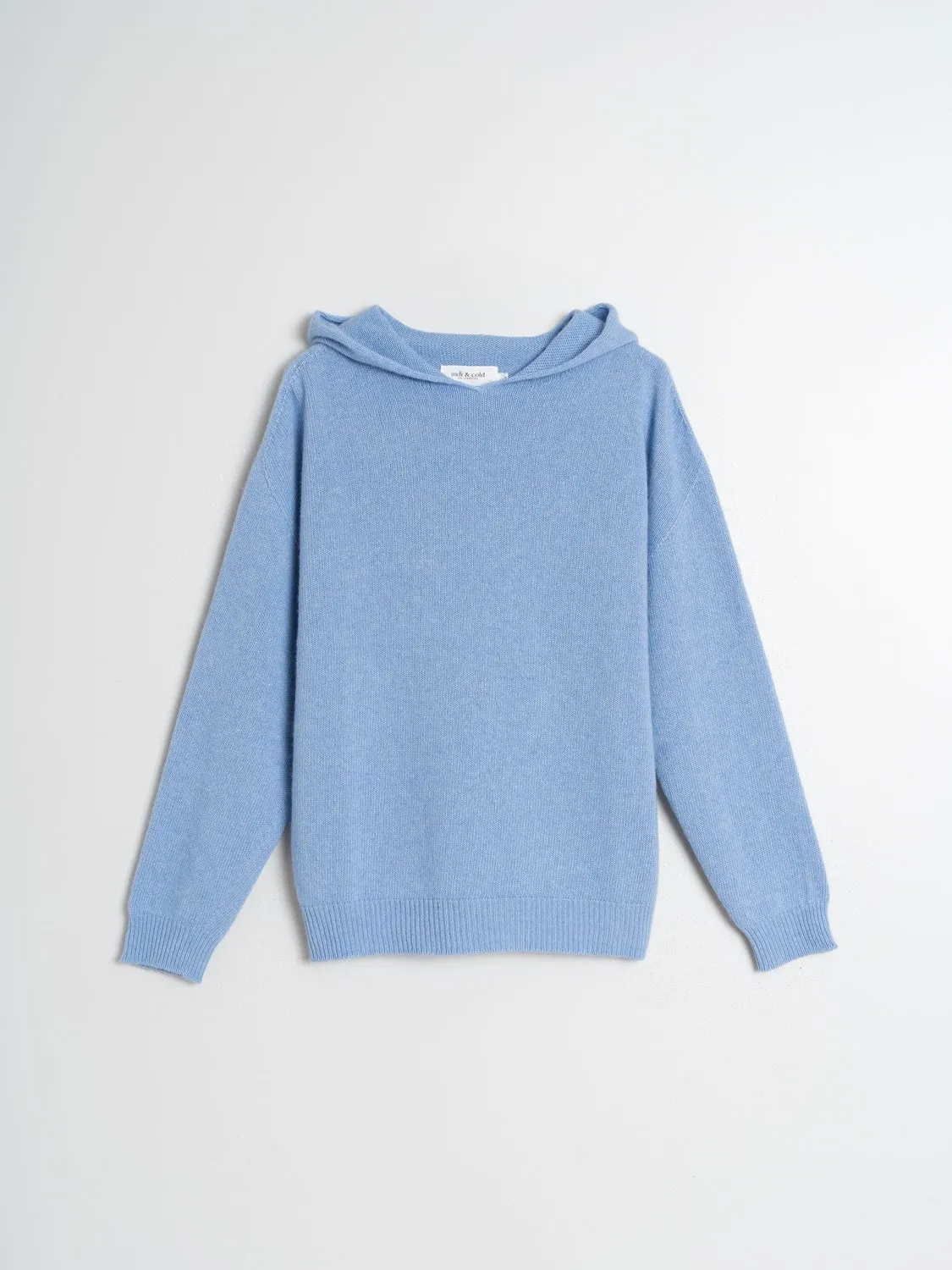 Indi & Cold Knitted Hoody Sweater Blue G450