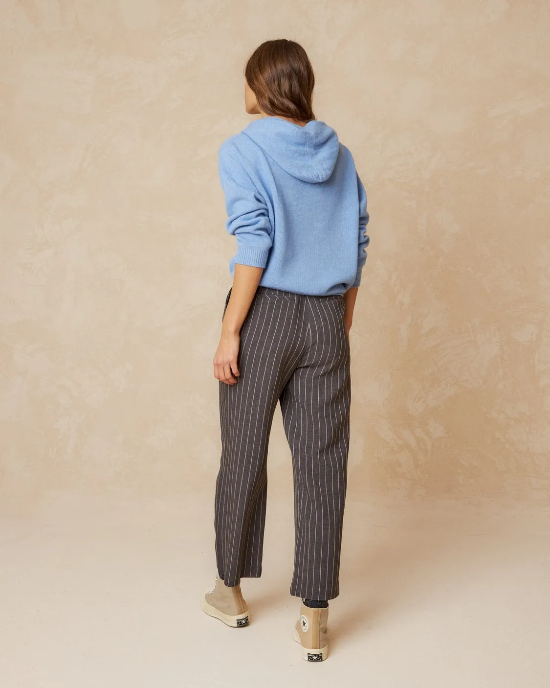 Indi & Cold Knitted Hoody Sweater Blue G450