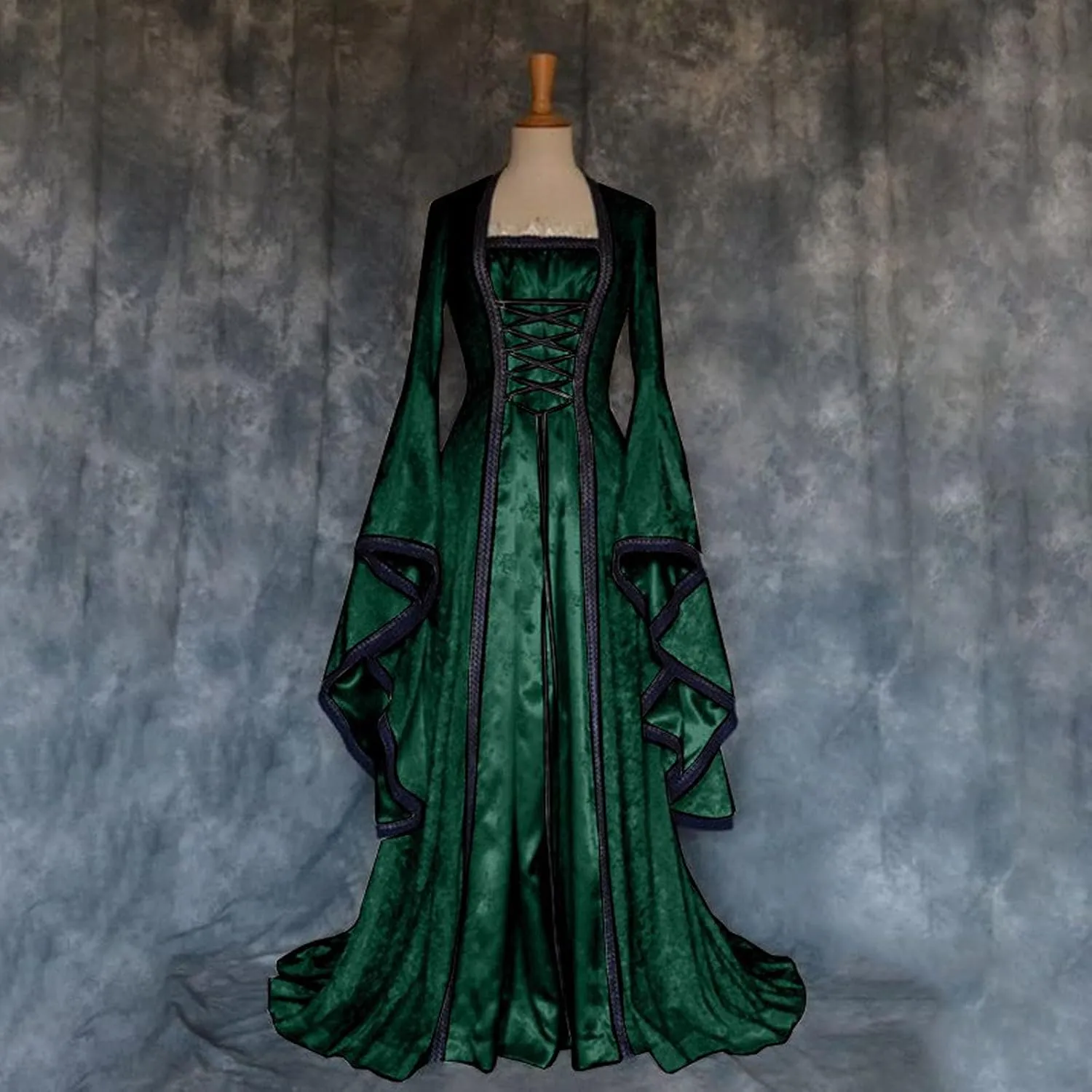 LCMTWX Fairy Costume for Women Solid Color Trumpet Sleeve Long Princess Dress Miles Morales Cosplay Costume para