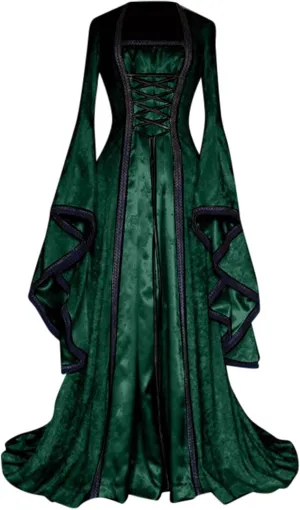 LCMTWX Fairy Costume for Women Solid Color Trumpet Sleeve Long Princess Dress Miles Morales Cosplay Costume para