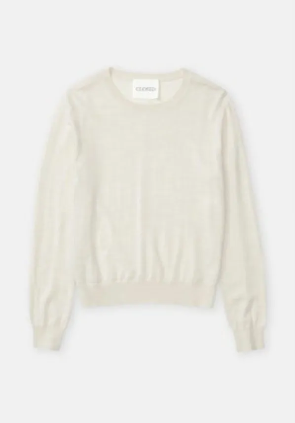 Long Sleeve Crewneck Knit Blouse