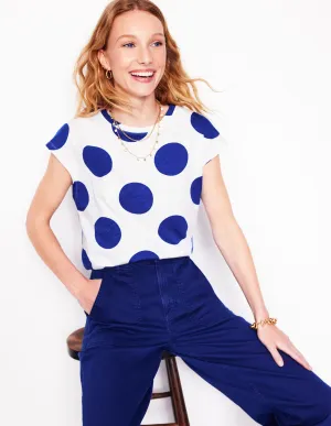 Louisa Slub T-Shirt-Bright Blue, Spot