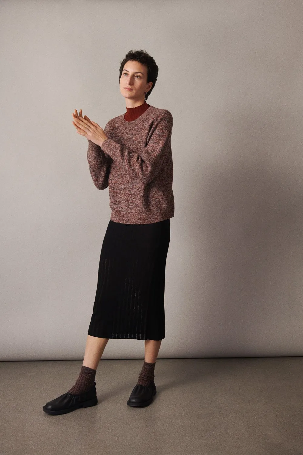 Melange Sweater (Ochre/Orange/Melange) - FUB