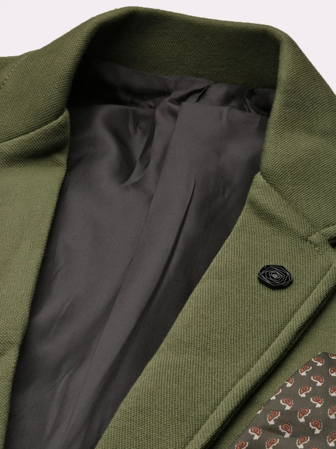Men Solid Green Single Breasted Casual Blazer