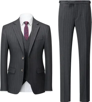 Men's Classic Stripe Suit 3 Piece Elegant Business Suit Two Button Wedding Prom Tuxedo Jacket Vest & Pants 2025