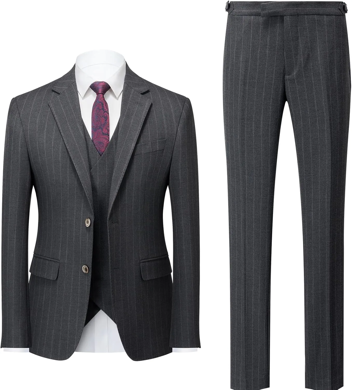 Men's Classic Stripe Suit 3 Piece Elegant Business Suit Two Button Wedding Prom Tuxedo Jacket Vest & Pants 2025