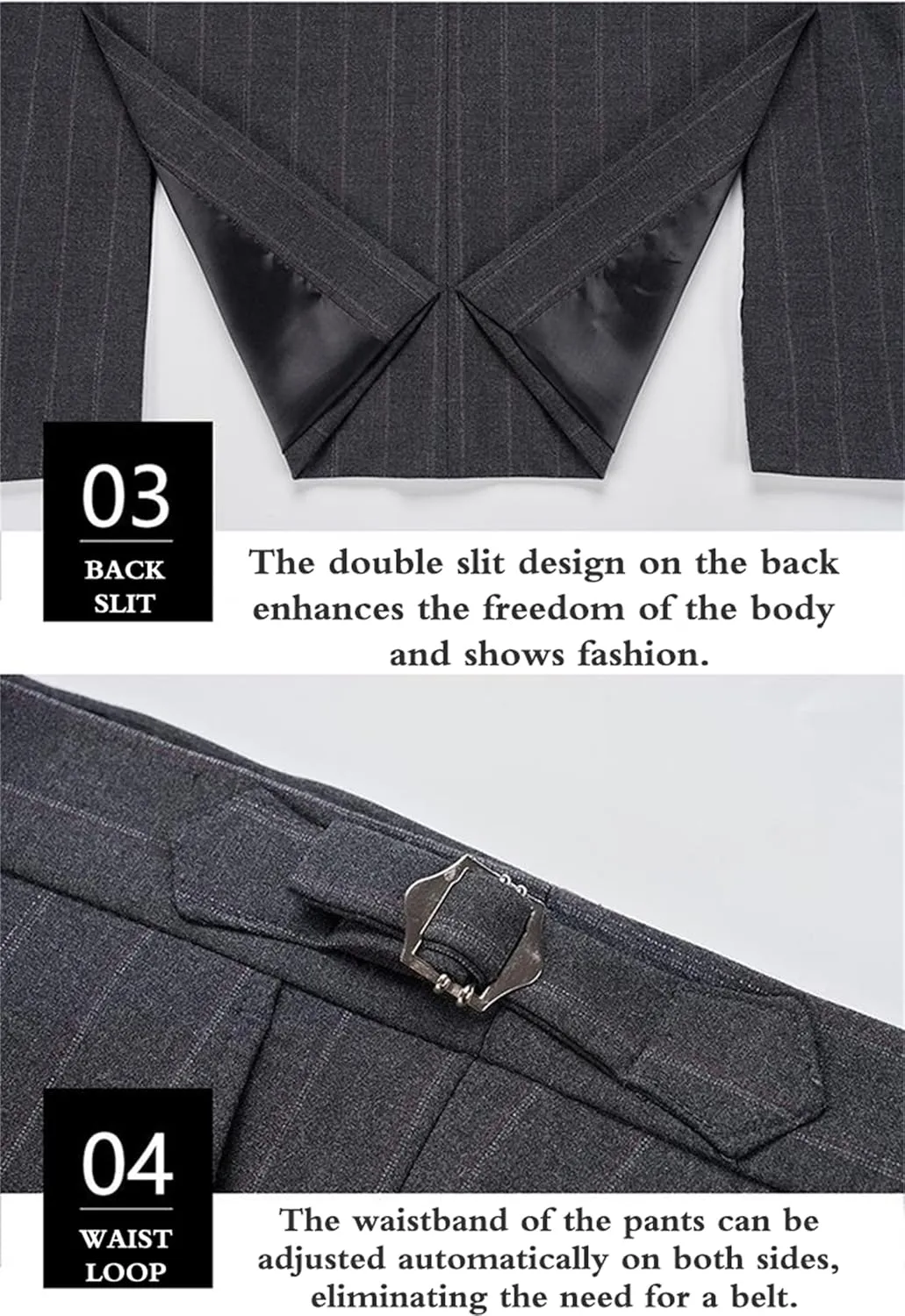 Men's Classic Stripe Suit 3 Piece Elegant Business Suit Two Button Wedding Prom Tuxedo Jacket Vest & Pants 2025