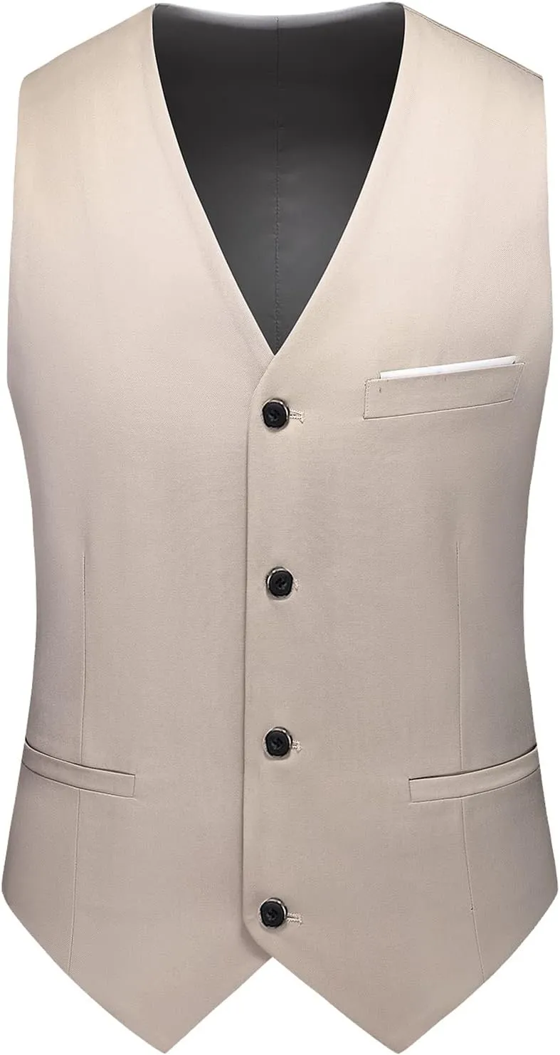 Men's Suits 3 Piece Slim Fit Suit One Button Solid Suit Blazer Jacket Vest Pants Set