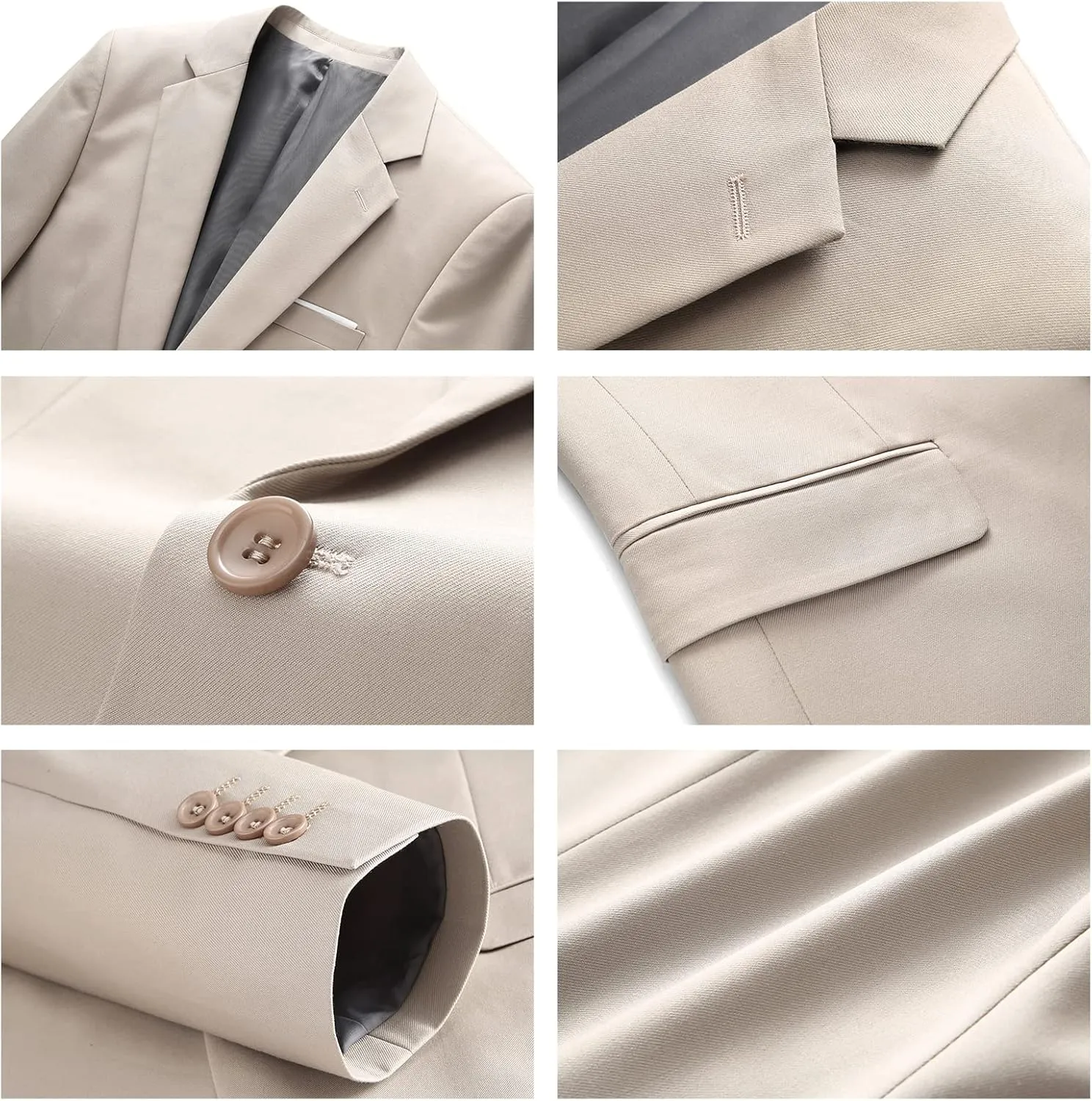 Men's Suits 3 Piece Slim Fit Suit One Button Solid Suit Blazer Jacket Vest Pants Set