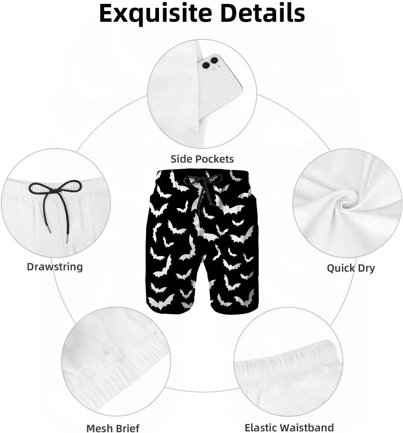 Mens Swim Trunks with Mesh Lining,Quick Dry Swimsuit Board Shorts Beach Pants Swimwear Bathing Suits
