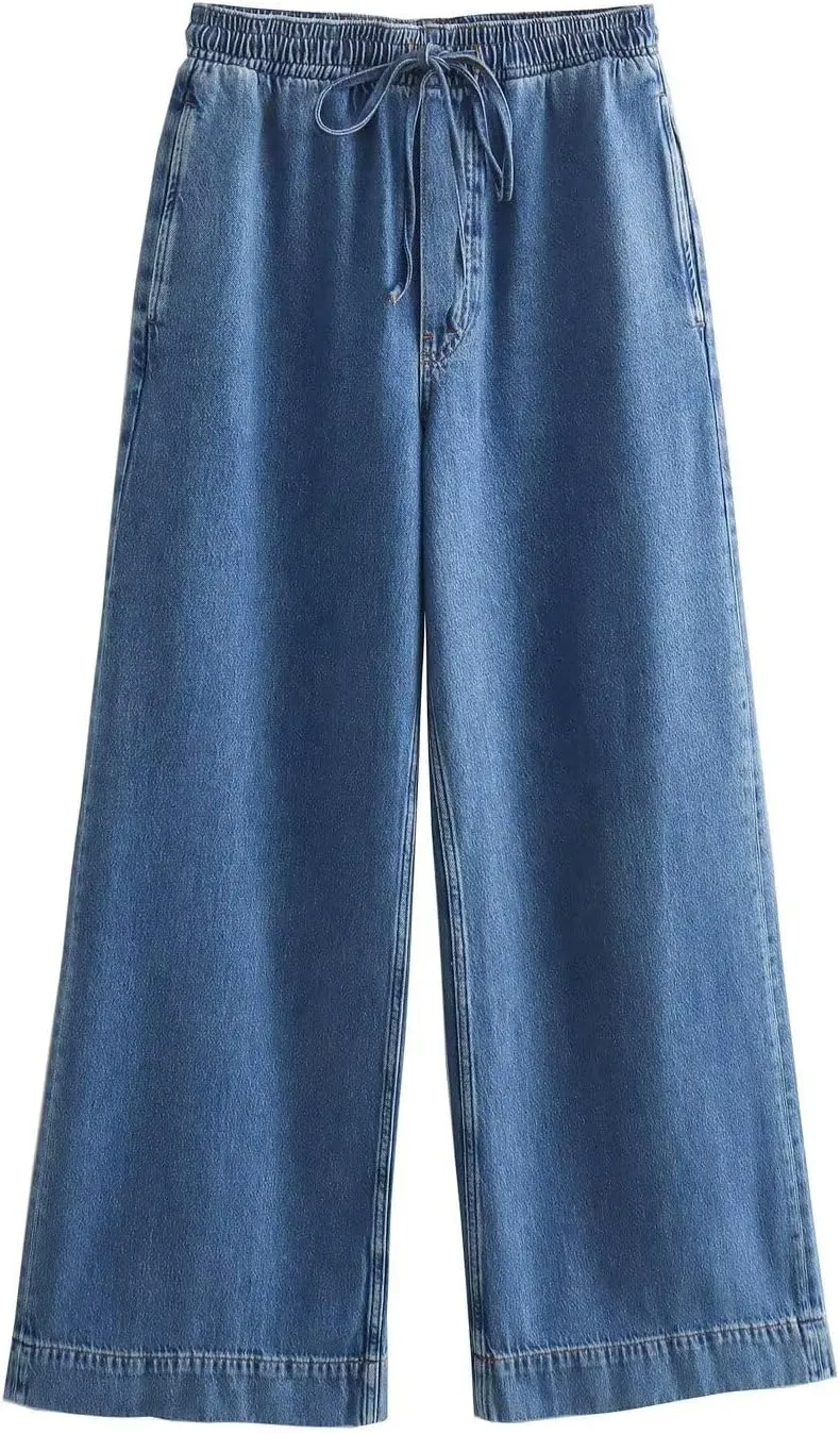 Minimalism Vintage Denim Shirt Blouse Women And Harem Pants Women Causal Two Pieces Sets For 2024