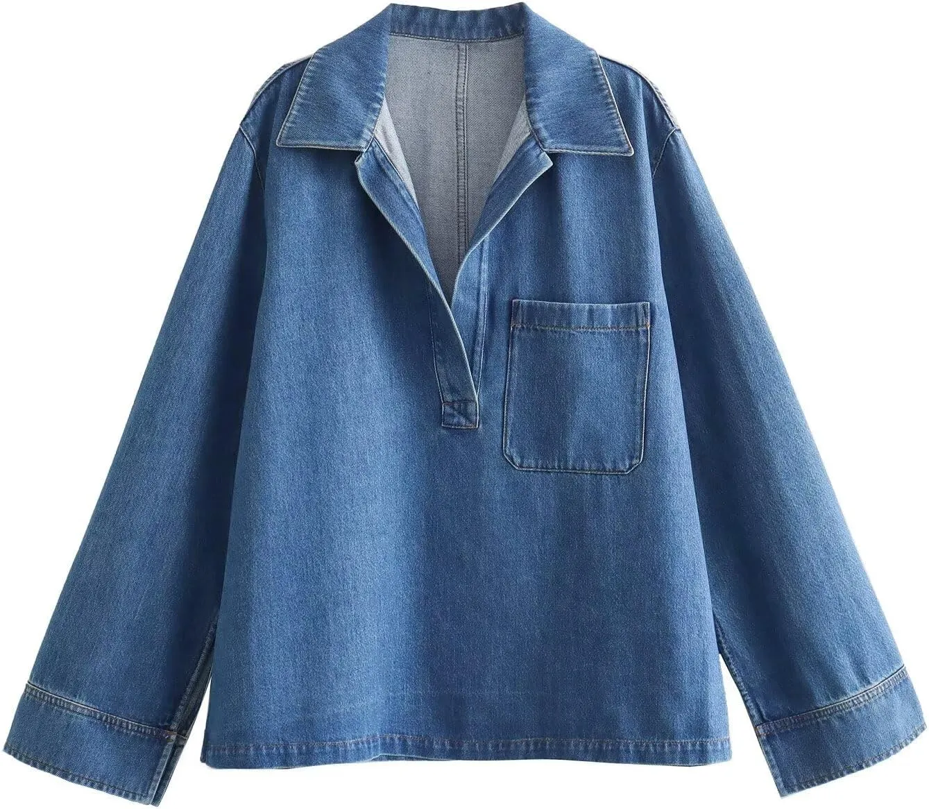 Minimalism Vintage Denim Shirt Blouse Women And Harem Pants Women Causal Two Pieces Sets For 2024