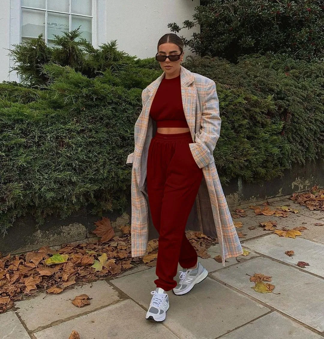 Mizoci Women's 2 Piece Outfits Lounge Jogger sets Long Sleeve Crop Top Pant Sweat Suit Tracksuit