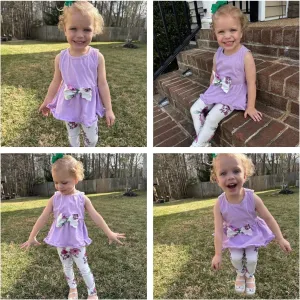 PATPAT Toddler Girl 2 Piece outfits Sleeveless Ruffle Hem and Floral Pants Leggings Set for Girls