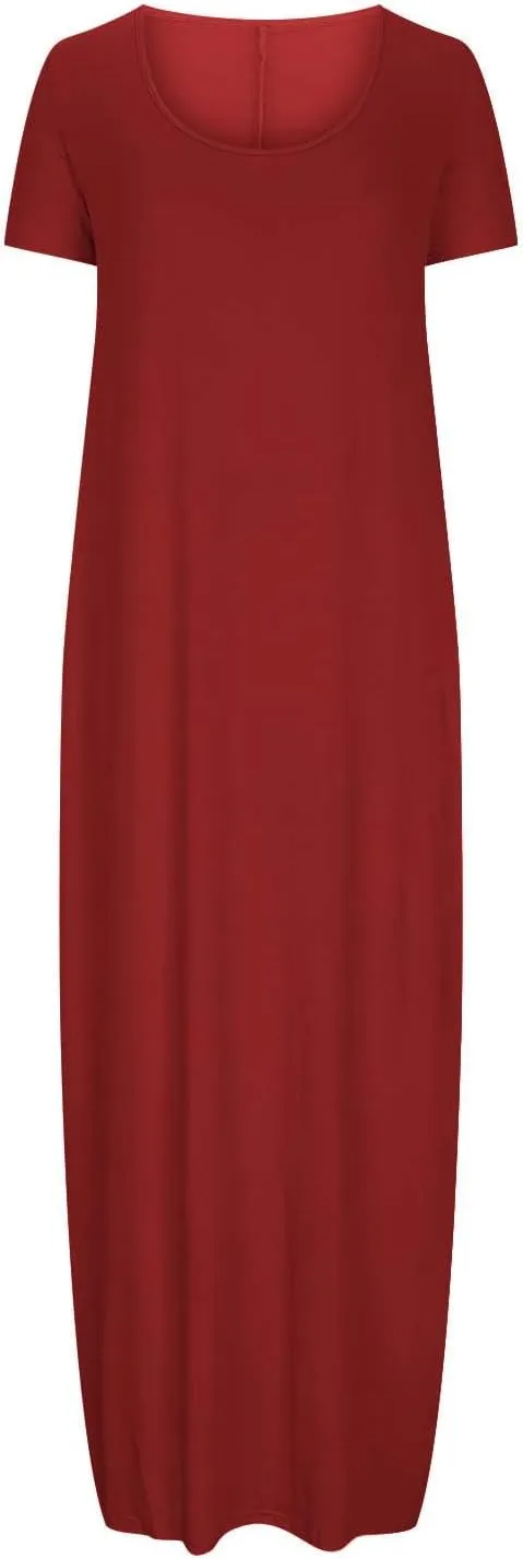 Plus Size Dresses for Curvy Women Loose Fit Round Neck Summer Beach Dresses Casual Flowy Maxi Tshirt Sundresses