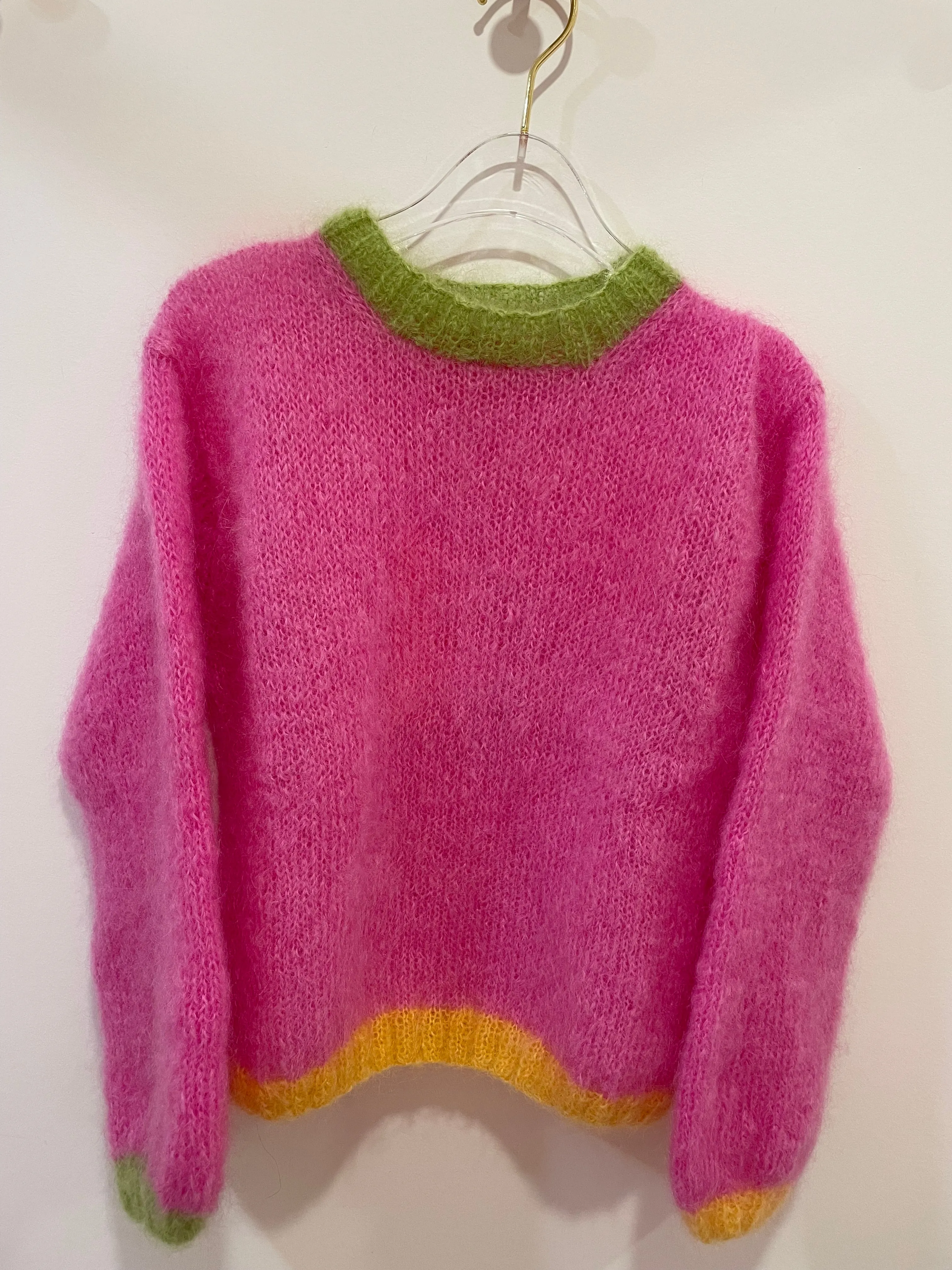 ROSE CARMINE~ Crew Sweater O colorblock tricolor in 3 colors
