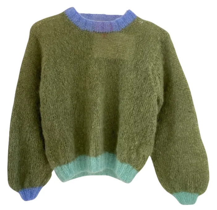 ROSE CARMINE~ Crew Sweater O colorblock tricolor in 3 colors