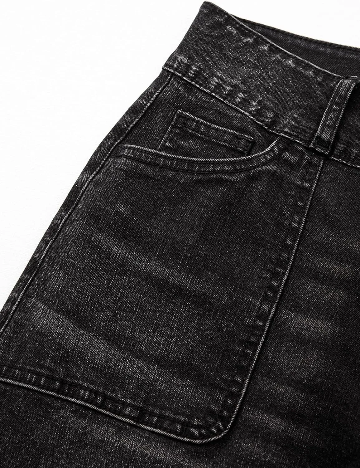 Sidefeel Women's High Waisted Straight Leg Jeans Stretchy Tummy Control Wide Leg Denim Pants with Pockets