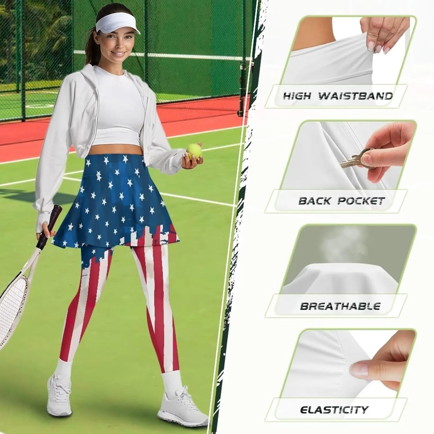 Skirted Leggings for Women Tennis Yoga Pleated Skirt Tummy Control Jogger Skirted Lightweight Pants Gym Leggings