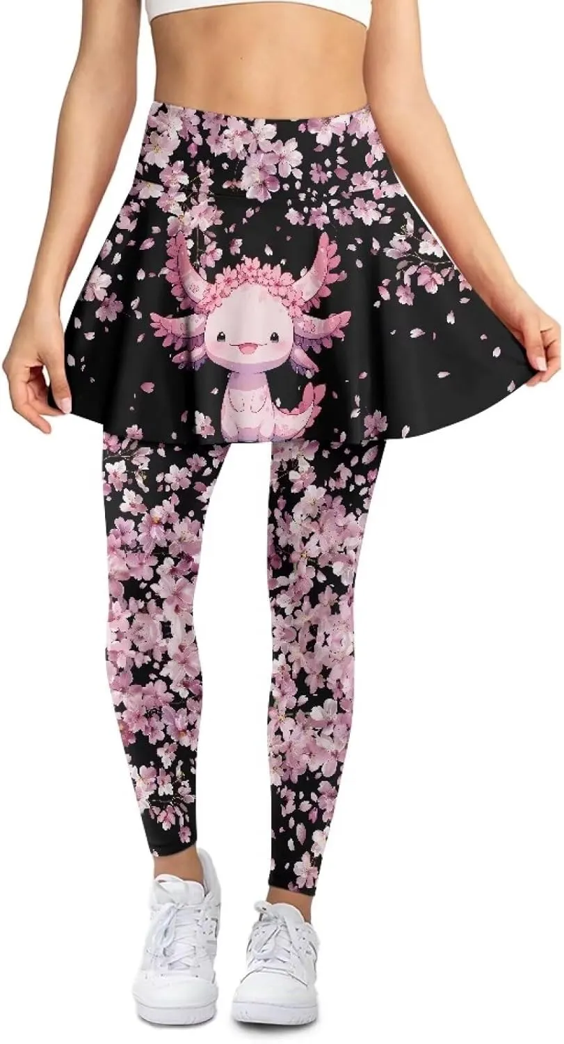 Skirted Leggings for Women Tennis Yoga Pleated Skirt Tummy Control Jogger Skirted Lightweight Pants Gym Leggings