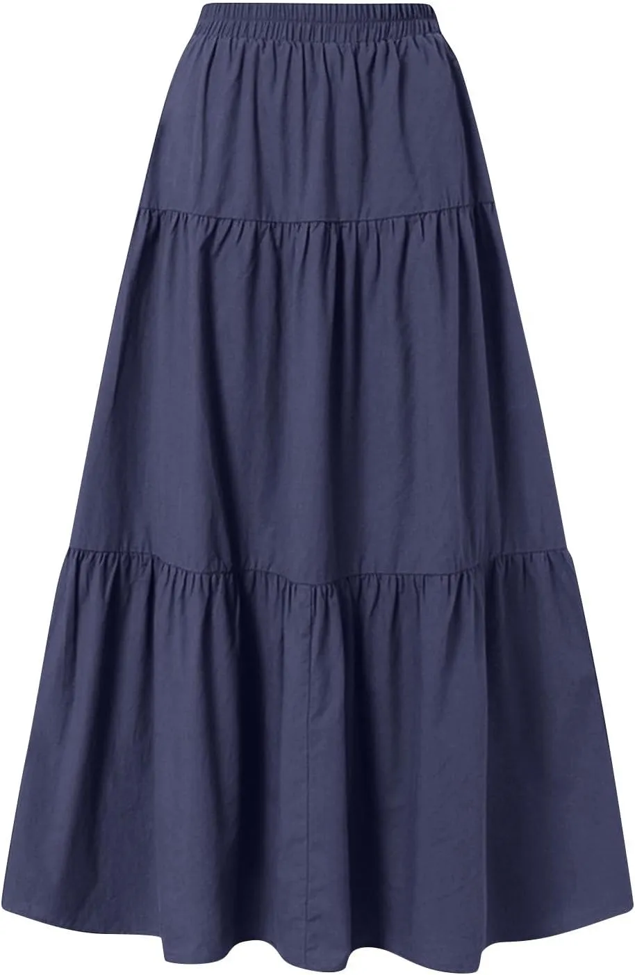 Skirts for Women Trendy Ruffled Summer Plain Color Retro Pleated Skirts Flowy Casual Long Skirt