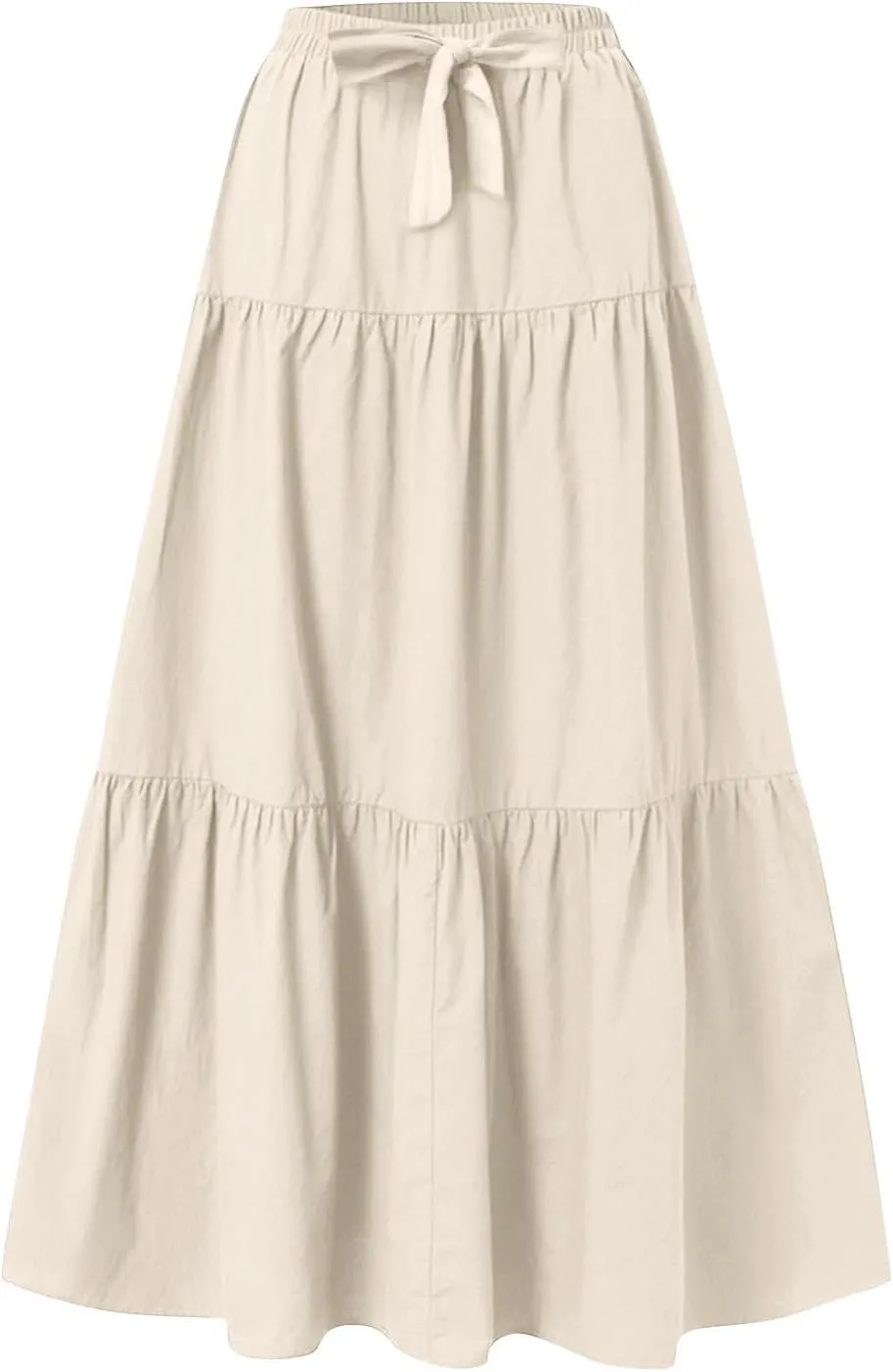 Skirts for Women Trendy Ruffled Summer Plain Color Retro Pleated Skirts Flowy Casual Long Skirt